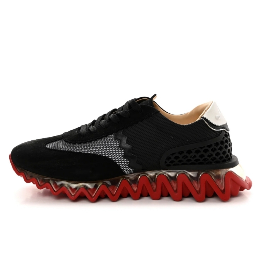 $995 Christian Louboutin Loubishark Flat Suede Mesh Black Sneaker EU 42 US 9 NIB